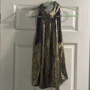 New York & Company gold metallic halter top